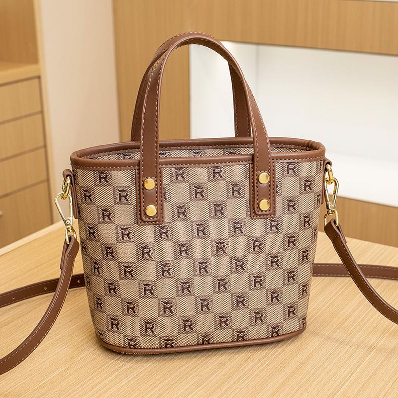 

Fashion printed bucket bag, simple women s bag, new summer vegetable basket, handbag, shoulder messenger bag