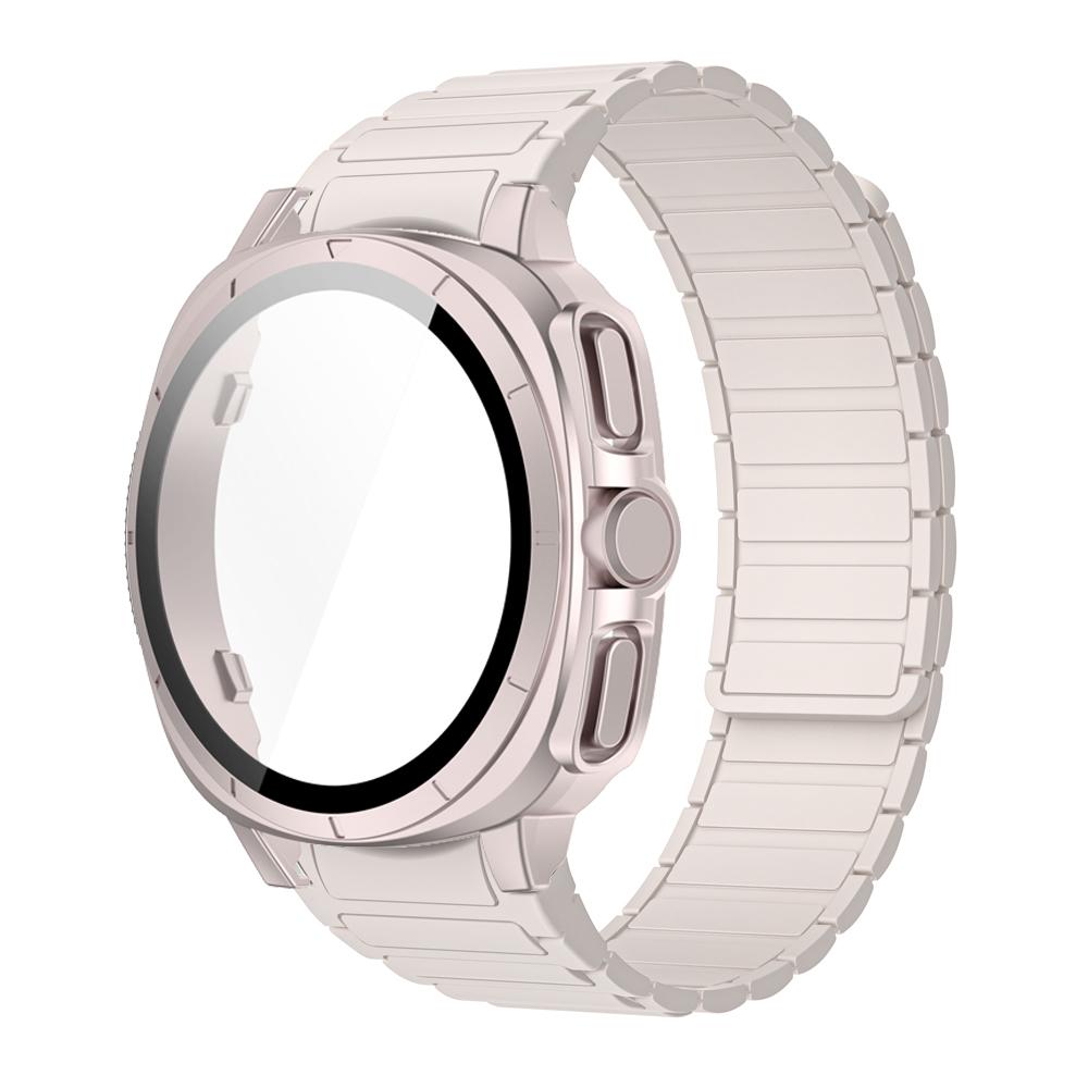 PC Case+Strap Upgrade To Ultra 47mm for Samsung Galaxy Watch 7 40mm 44mm No Gaps Silicone Magnetic Band PC Tempered Glass Screen