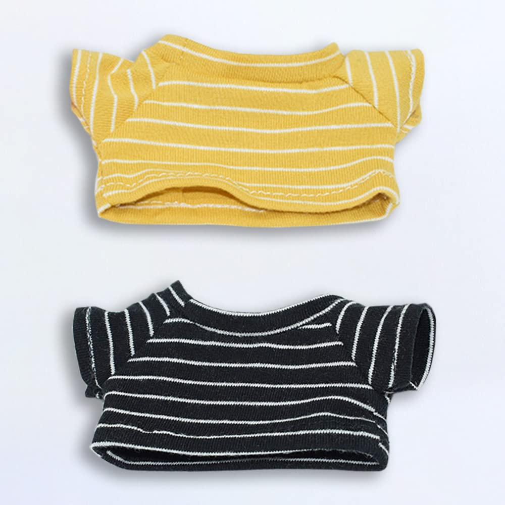 niannyyhouse 15cm Plush Doll Clothes Set (2 T-shirts) - Elastic Striped T-shirt, Cotton Doll Clothes, Baby Doll Clothes (15cm, A-2)