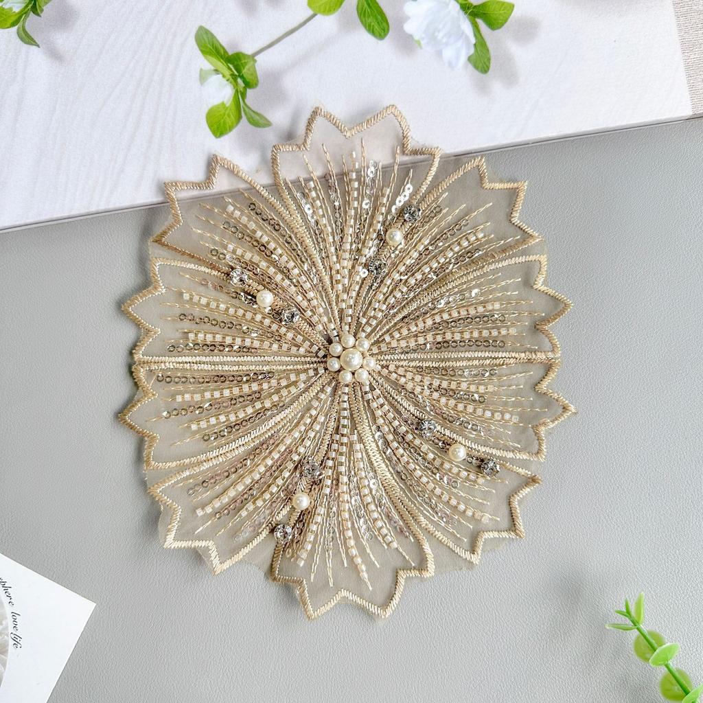 Exquisite Multi-Color Handmade Beaded Rhinestone Embroidered Flower Dress Top Bag Decorative Cloth Sticker Accessories