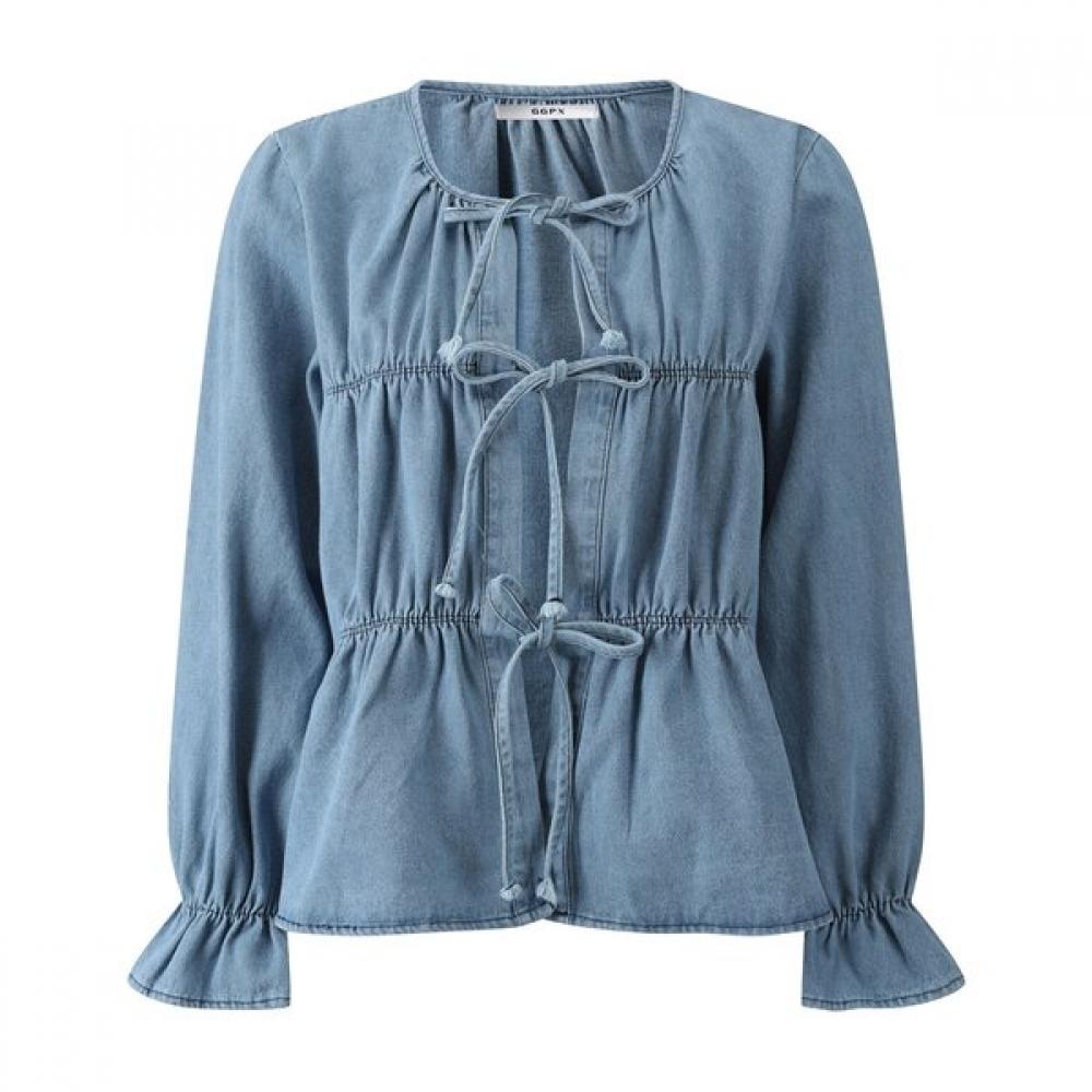 Ggpx New York Triple Ribbon Denim Blouse  Gq3sh038f 