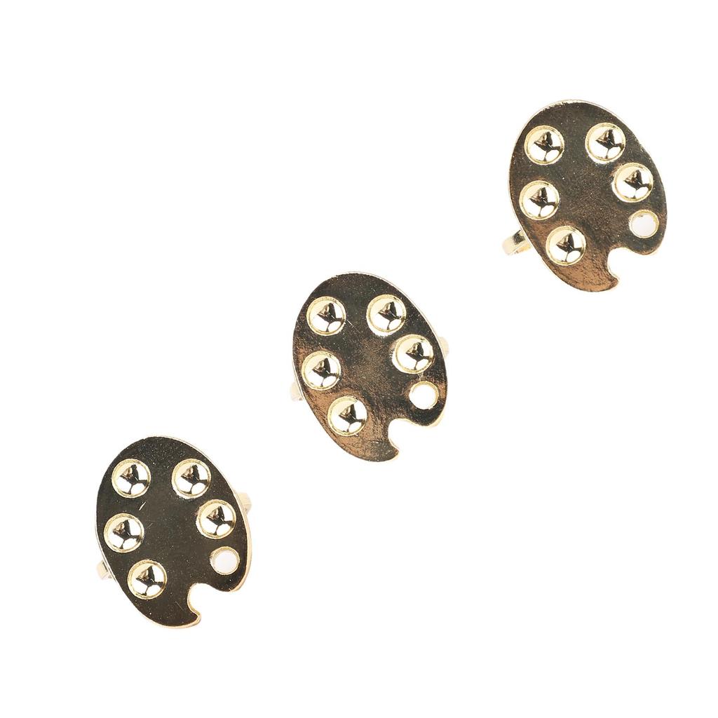 3 STÜCKE Mini Nail Art Palette Fingerringe Aluminium Tragbare Metall Maniküre Palette Nagellack Mischen