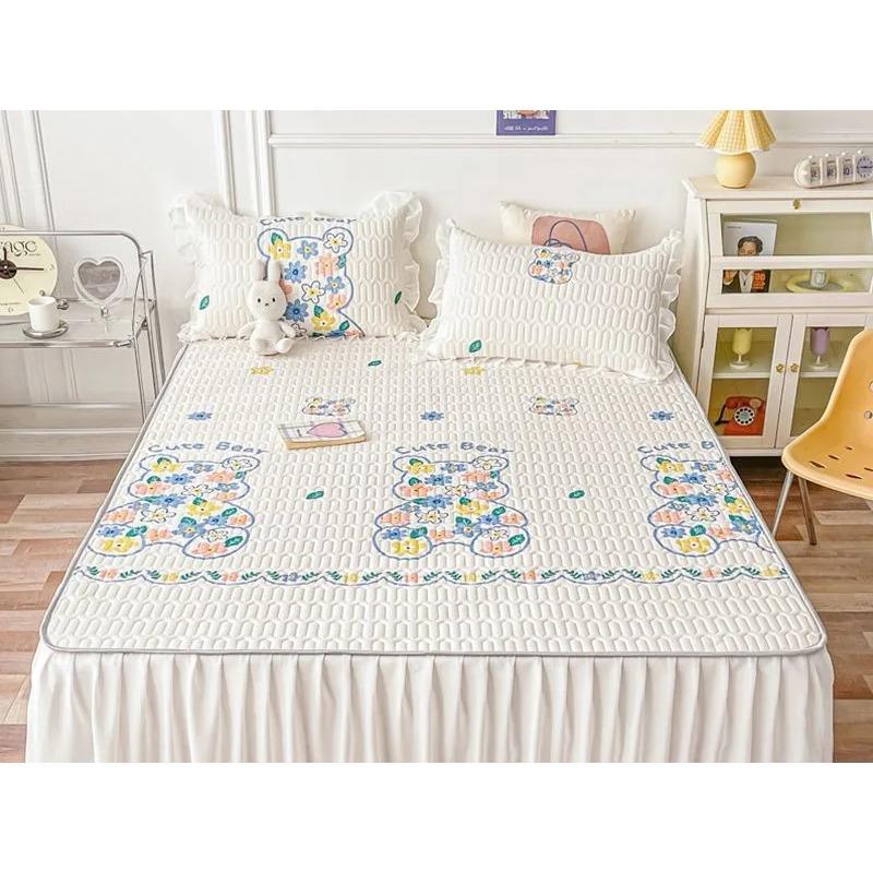Cool Feeling Mattress Bed Skirt Bed Cover Summer Machine Washable Ice Silk Pad Household Air Conditioning Anti Slip Bed Cover