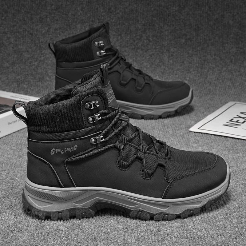 New Fashion Autumn And Winter Men's High Top Martin Boots Students Male Boys Trending Climbing Soft Sole Work Shoes Labor Protection Martin Sneakers