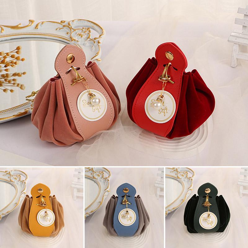 1pc Candy Bag Birthday Party Leather Packaging With Drawstring Candy Packaging Bag Tote Bag Wedding Favors Gift Bag Decoration