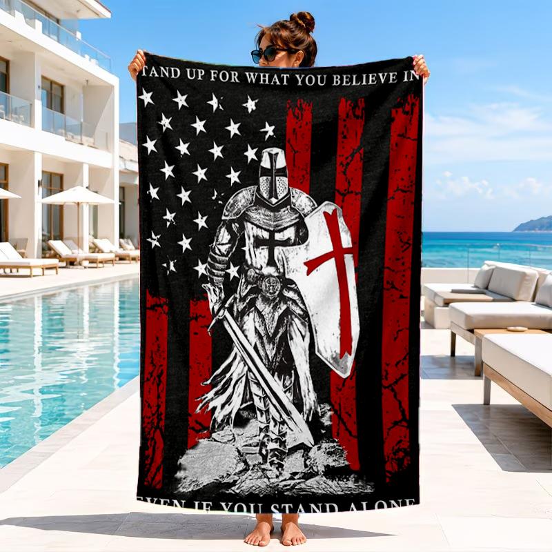 Knightly Crusader Armor Beach Towel, Microfiber Beach Towel, Perfect For Pool, Beach, Travel, Home Decor Beach Party Fan gifts