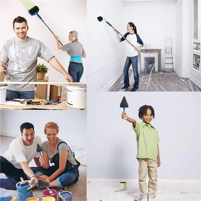Multi-Function Seamless Paint Brush and Roller Set for Corners