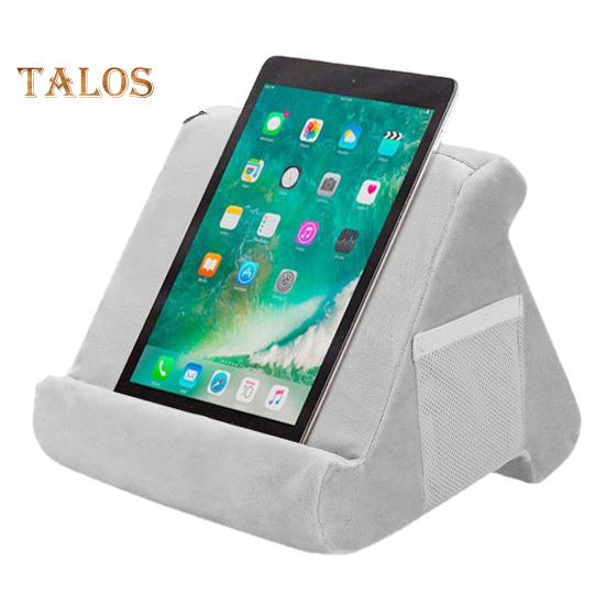 Tablet párnatartó oldalsó hálós zsebbel Hordozható utazási irodai íróasztal ágy Többszögű táblagép párna Puha mobiltelefon plüss párnatartó