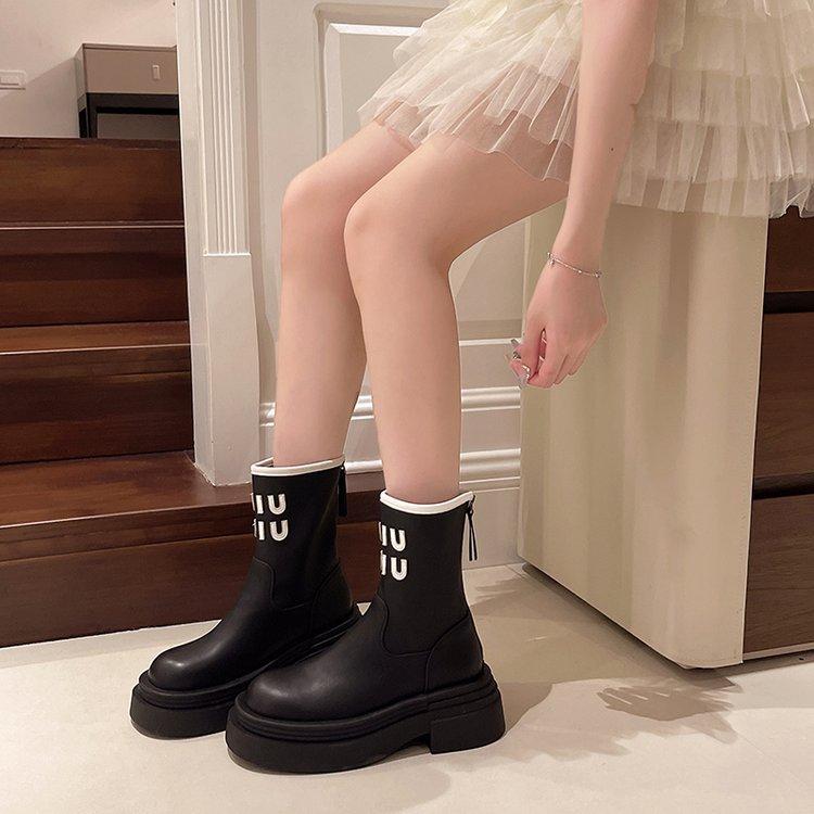 Letter British style short boots women's summer 2025 new versatile Maillard casual low tube thin single boots women
