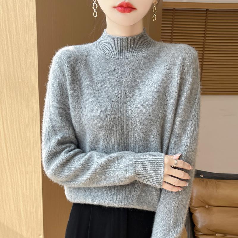 Dámský kašmírový svetr Kašmír Qinghe 30% kašmír 70% vlna podzimní a zimní pulovr hřejivý a módní