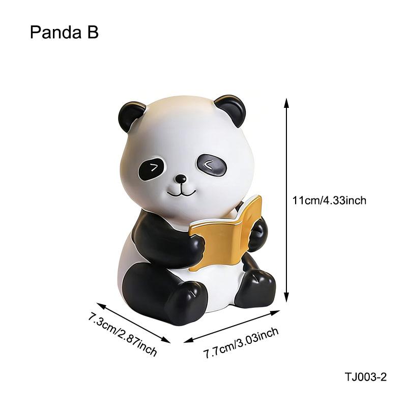 2Pcs: Library Panda Decorative Bookholder Decorative Desktop Cute Panda Bookholder School Office Resin Bookholder