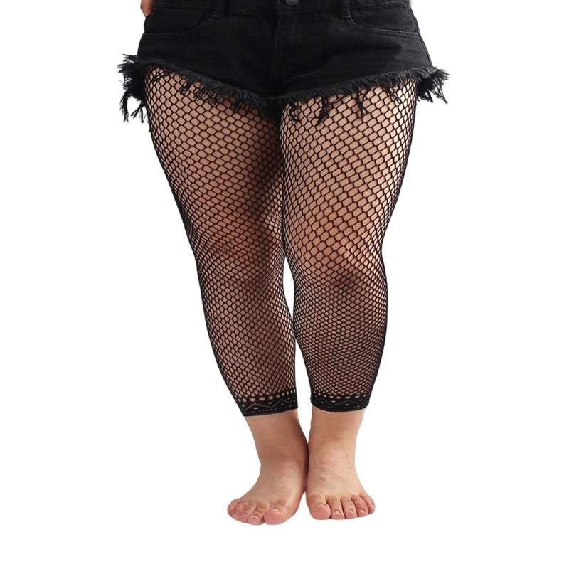 Fishnet Thigh High Stockings Footless High Waist Fishnets Tights Pantyhose Mesh Wide Pantyhose Net Footless Leggings