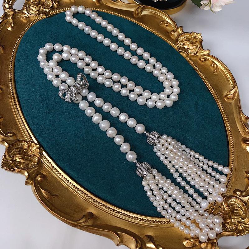 Elegant Light Luxury Natural Pearl Tassel Necklace for Women - Versatile White Sweater Chain, Autumn/Winter New Arrival