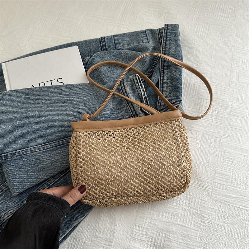 Stylish Woven Crossbody Bag For Women In Black Coffee White And Khaki Colors For Trendy Casual Looks