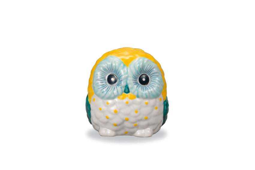 Kutani ware 3 round blue yellow Iwataya, No. owl, Kutani, AP8-1317
