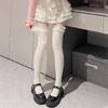 Thigh Highs Stockings with Ruffle Trim Women Flower Lace Fishnet Over Knee Socks