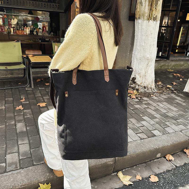 Stylish simple large-capacity canvas retro style women's tutoring bag tote bag commuter versatile shoulder messenger bag