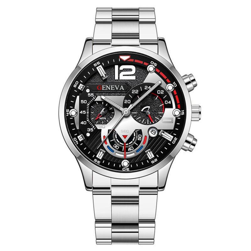 

Men s Luminous Quartz Sports Watch with Steel Band and Calendar null срібний