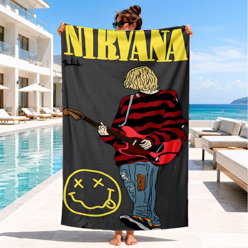 1PC Nirva-na Microfiber Beach Towel, Soft Lightweight And Quick-Dry, Ideal for Summer Travel, Beach Essential, Swimming Pool Gift