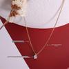 Korean Style 18K Gold-Plated Choker Necklace with Zirconia Diamond Inlay, Titanium Steel Women's Jewelry