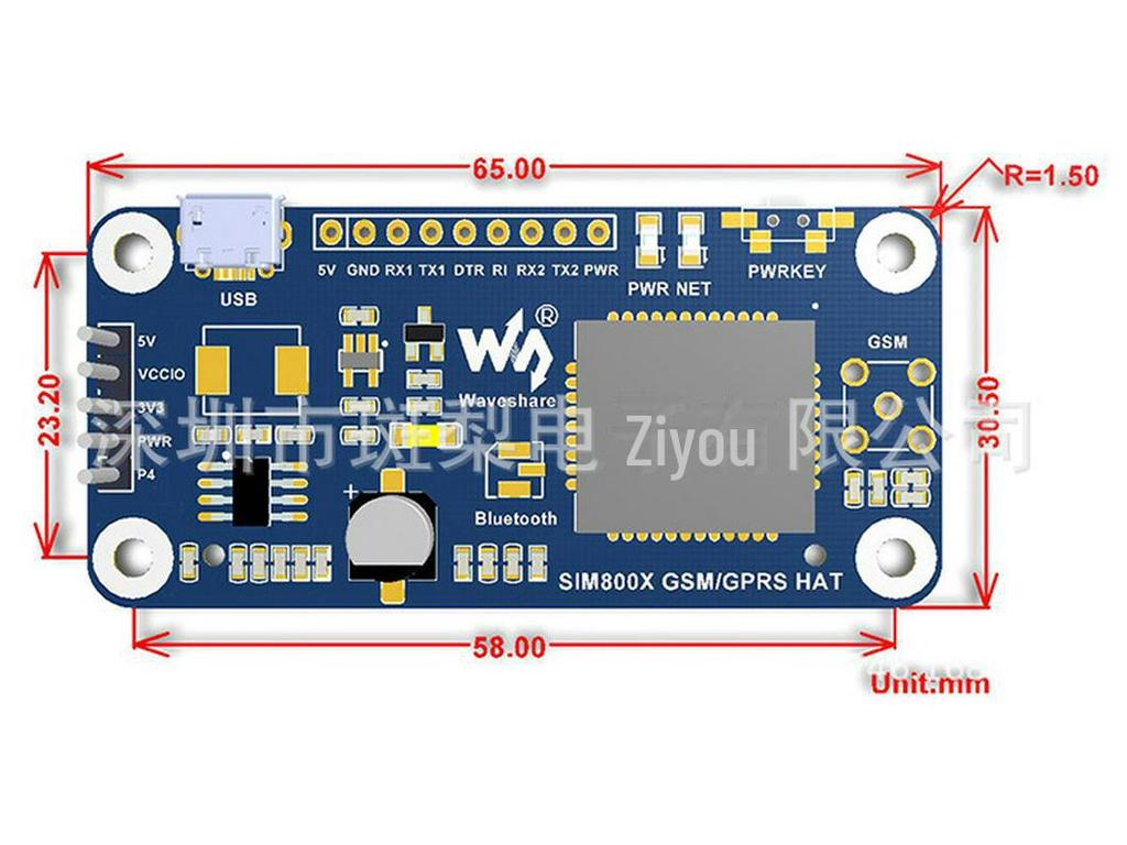 Raspberry Pi GSM/GPRS SIM800C Erweiterungsplatine