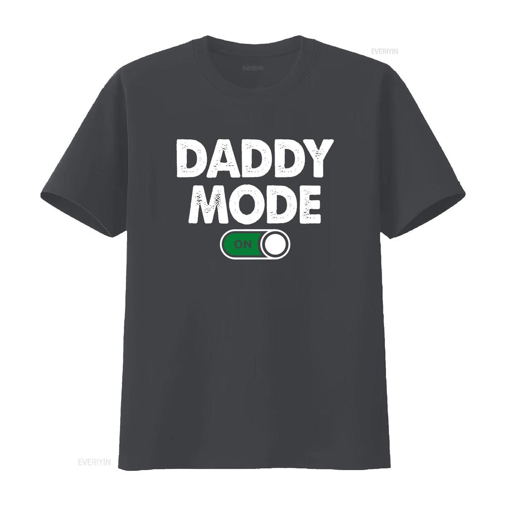Daddy mode on T Shirt new gift dad fathers day funny for him promoted to vintage Washed Casual fashion Comfortable Breathable
