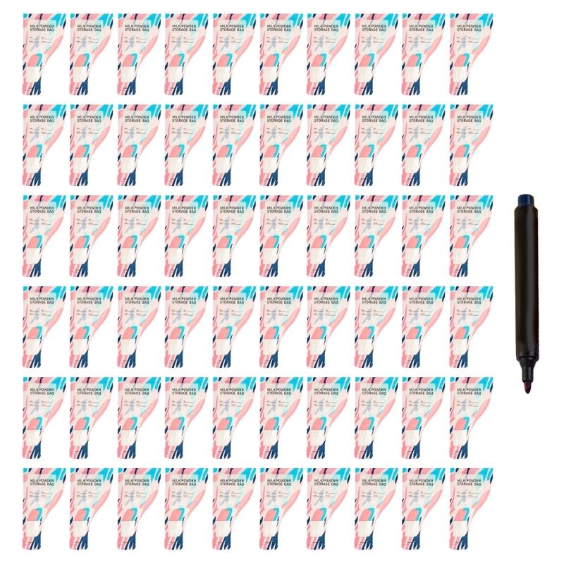 60pcs Moisture Proof Powder Pouches with Double Layer Protection Upgrades for Infant Milk & Protein Includes Marker Pen 1