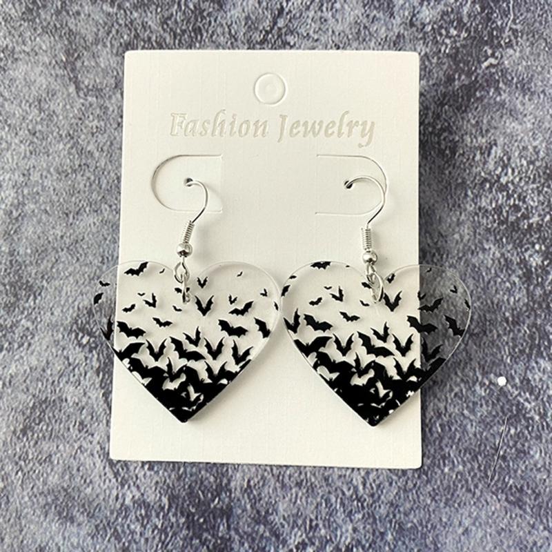 Acrylic Clear Ear Studs Halloween Bat Charm Earrings Stylish Party Gift Gothic Ear Rings Ear Jewelry for Horror Festival