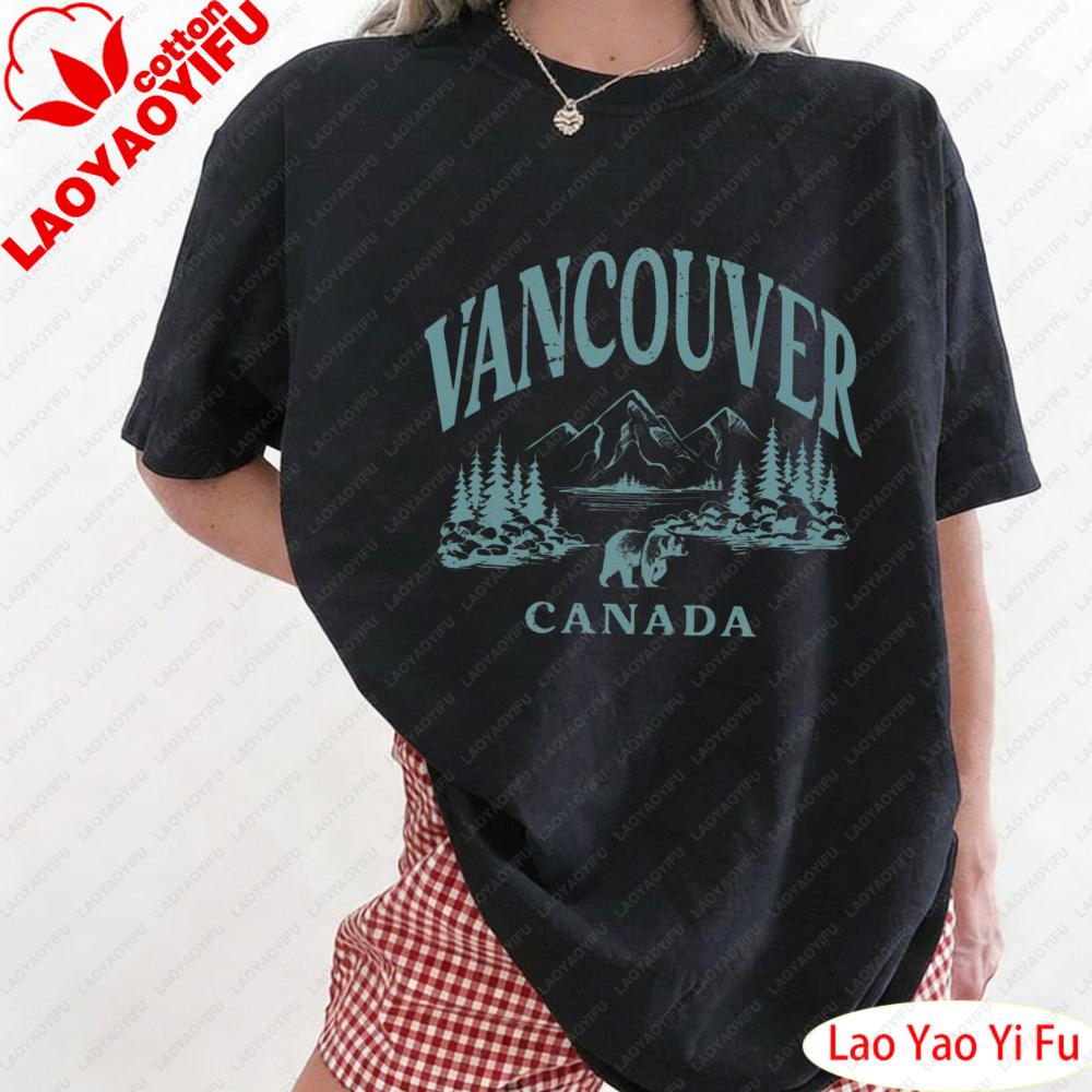 

Ретро футболка 90-х Ванкувер Винтажная футболка-сувенир Британская Колумбия Канада Милая трендовая бохо футболка Оверсайз пляжные топы S
