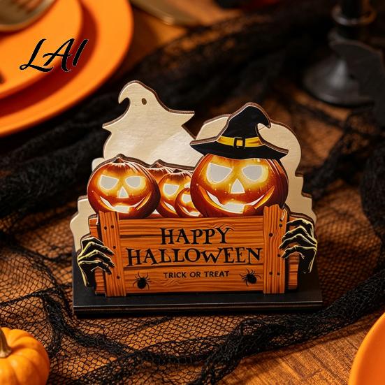 Seasonal Tabletop Ornament Halloween Wooden Napkin Holder Ghost Pumpkin Decorative Tissue Dispenser Kitchen Dining Storage Paper Organizer