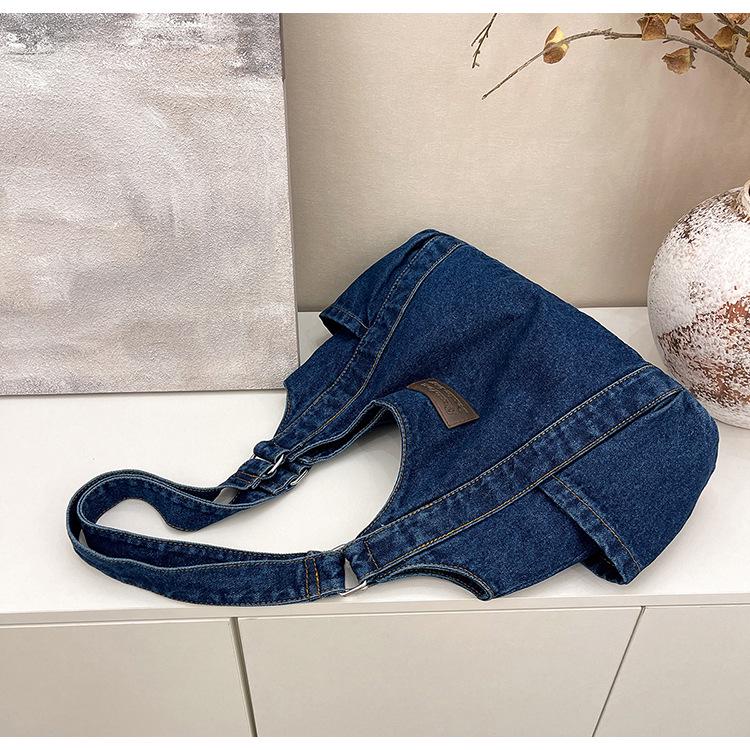 Women's Large Capacity Japanese Style Casual Denim Tote Bag