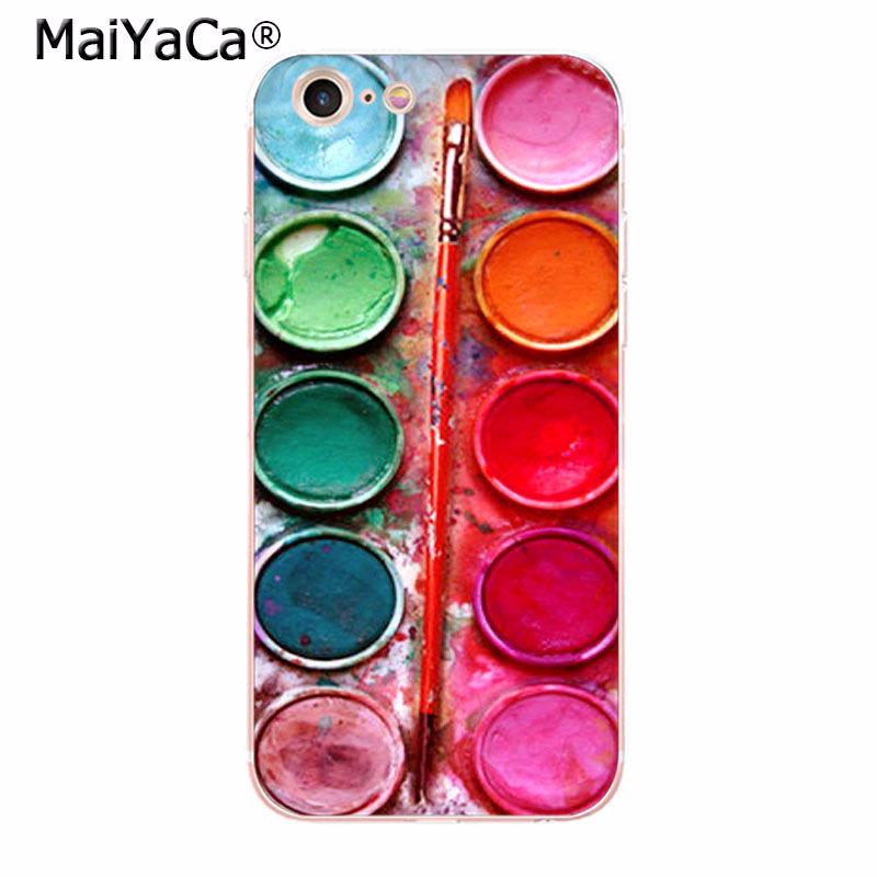 MaiYaCa Kleurrijke Waterverf Set Verfpalet telefoonhoesje voor iPhone 13 SE 2020 11 pro 8 7 66S Plus X 10 5S SE XR XS XS MAX