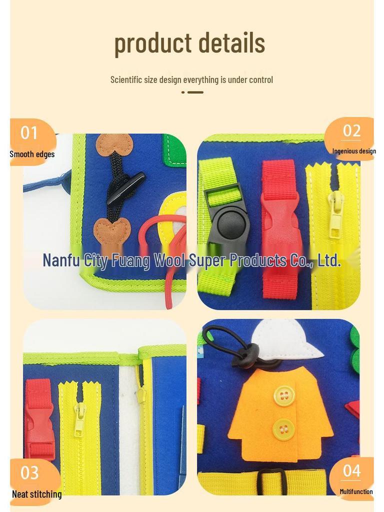 Teal Animal-Themed Montessori Sensory Busy Board Felt Bag Toy for Children