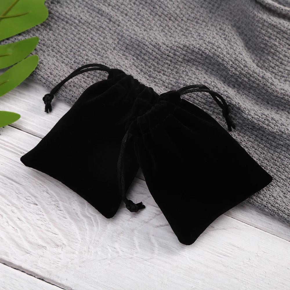 Small Black Velvet Bags 7x9 9x12cm Charms Earrings Jewelry Packaging Bags Wedding Drawstring Velvet Pouches Gift Bag