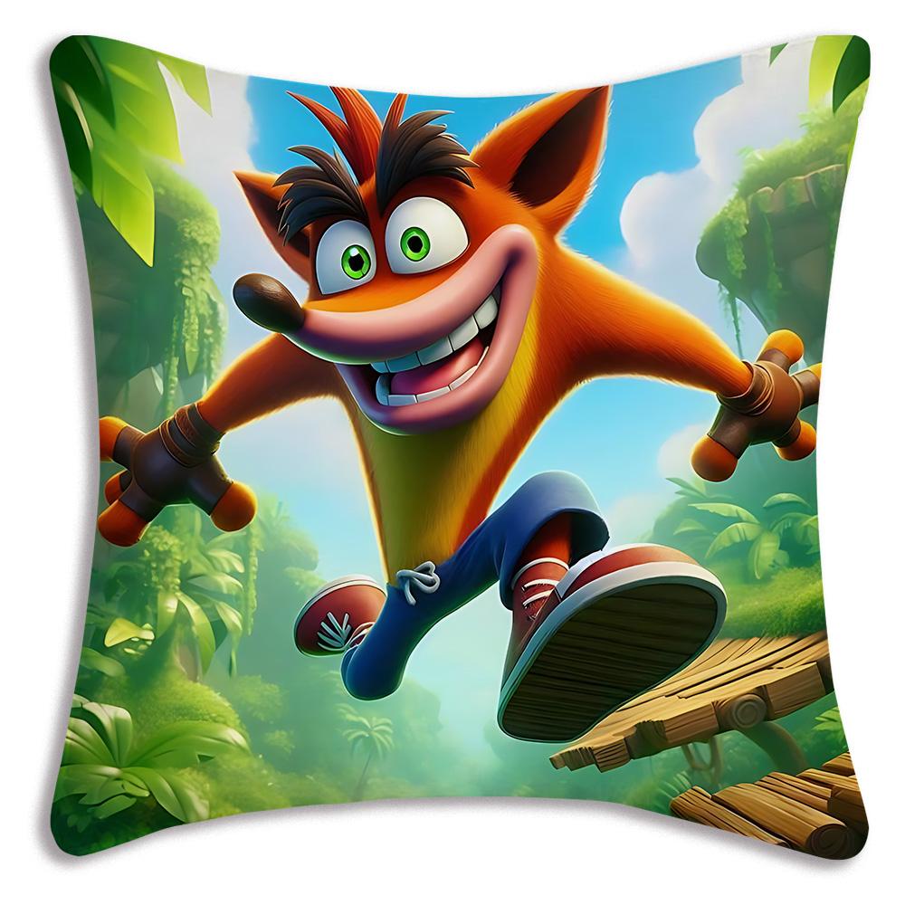 Cartoon Crashs B-Bandicoots Pillow Covers Cartoon Sofa Decorative Home Double-sided Printing Short Plush Cute Cushion Cover