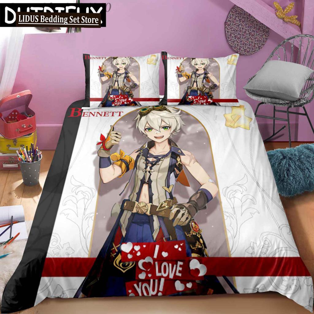 Anime Genshin Impact 3D Printed Bedding Set King Duvet Cover Pillow Case Comforter Cover Bedclothes Duvet Covers 200x200