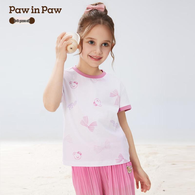 PawinPaw Girls' Cartoon Bear Short Sleeve T-shirt