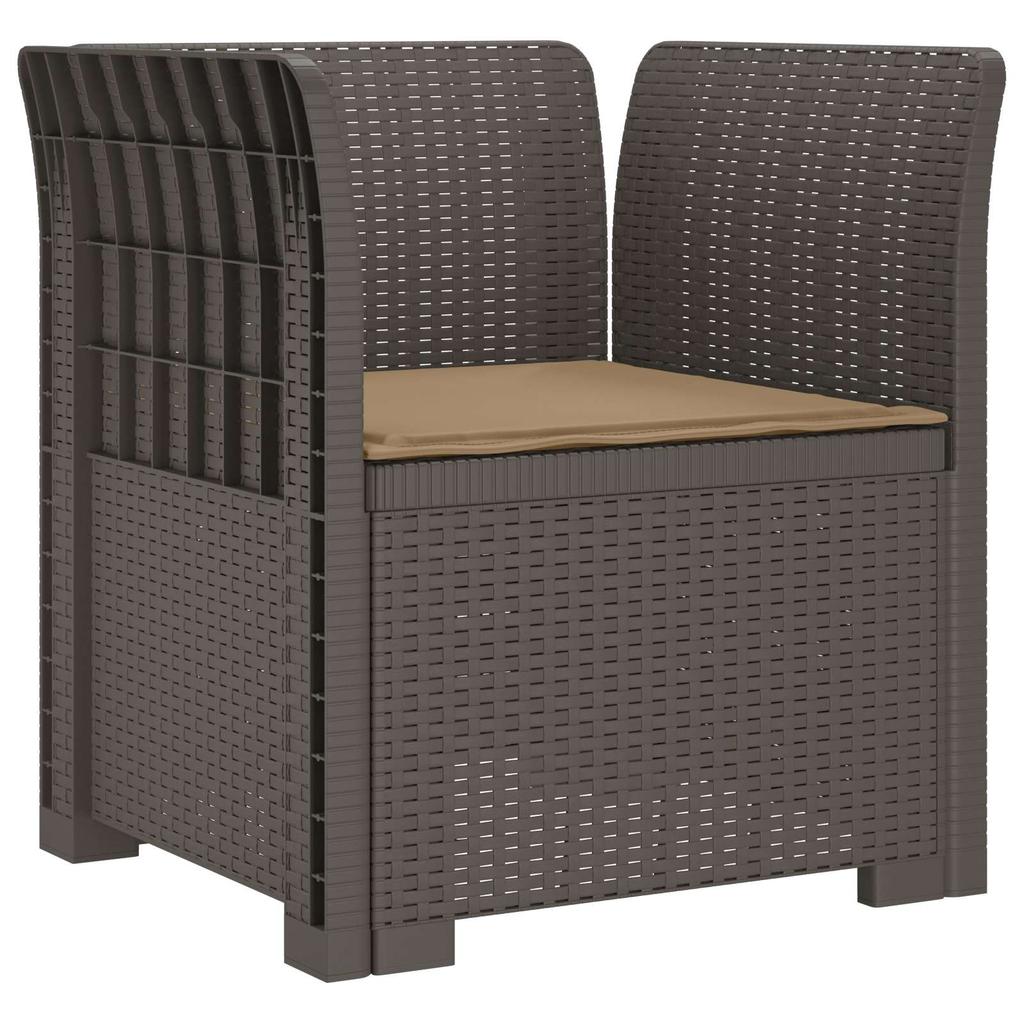 1 Seater Armchair with Cushions Rattan Look PP Light Gray