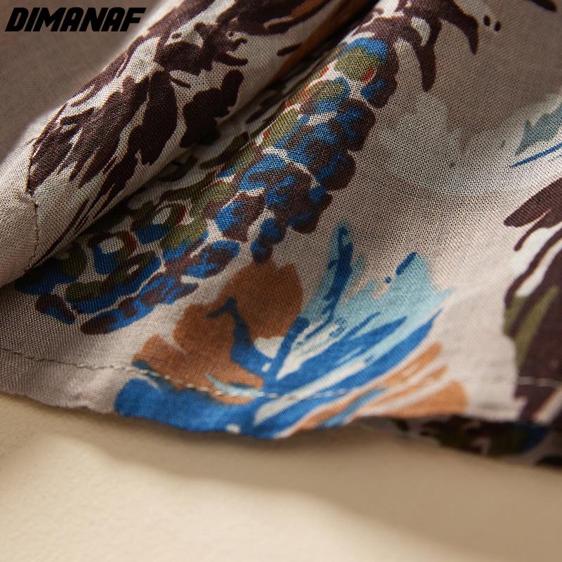 DIMANAF Plus Size Sommerkleid Strand Leinen Blumenmuster Casual Damen Vintage Groß 2022 Neues Kleid O-Ausschnitt Sommerkleid