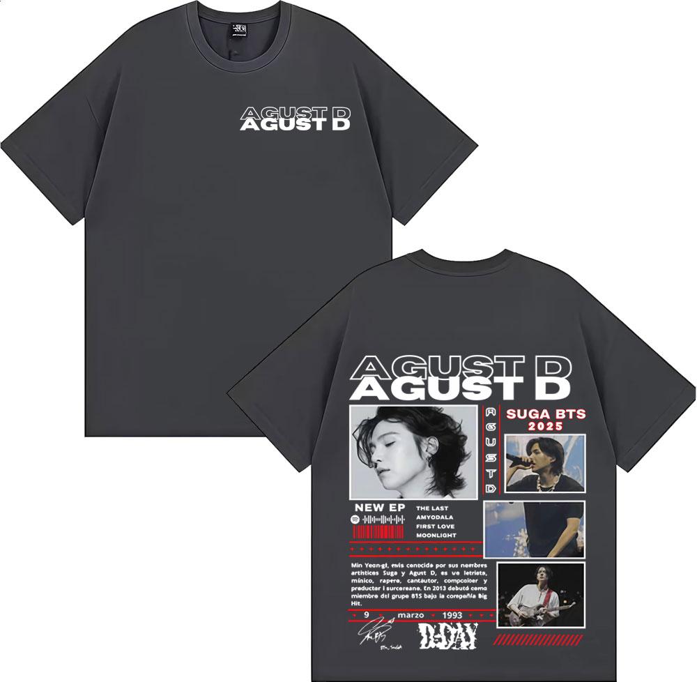 Sänger Agust D Musikalbum Tour 2025 Grafik T-Shirts Unisex Damen Kpop Mode Vintage Popmusik T-Shirt Übergroß Lässige T-Shirts