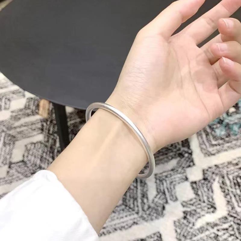 Bracelet women's simple niche design high sense 2025 new ancient plain ring silver bracelet accessories