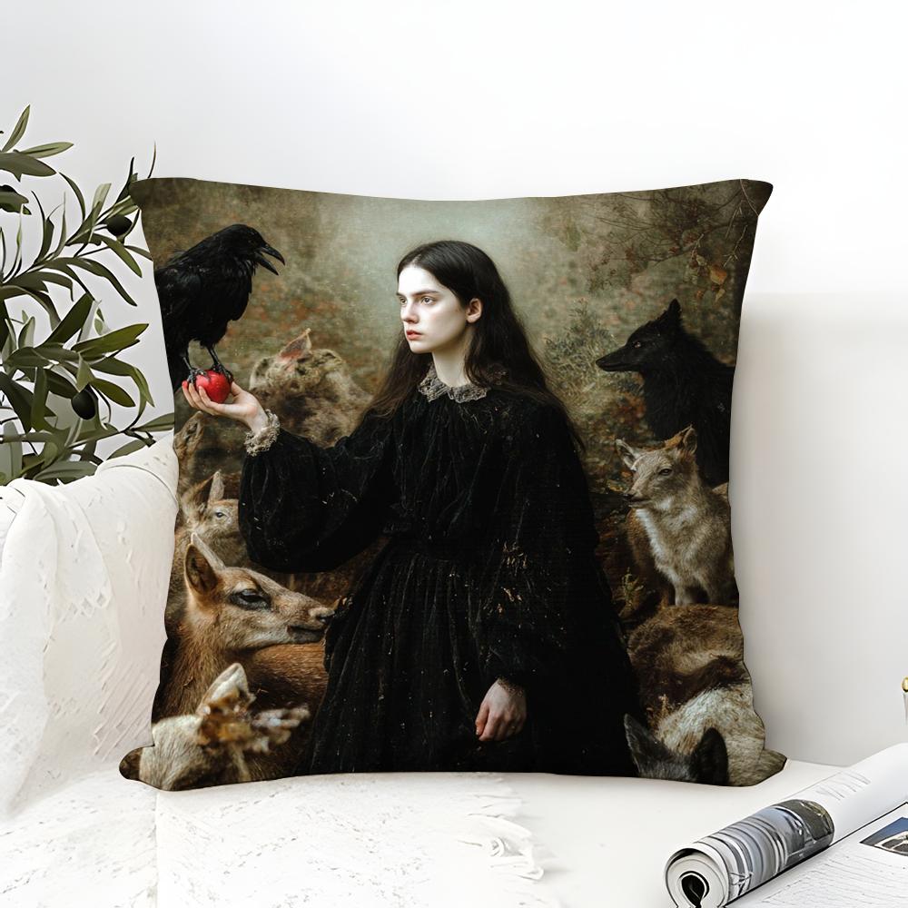 L-Legend Of The Dark Elf Witches & Curses Dark Magical Plague Linen Pillow Case Sofa Home Decor Cushion Cover Cushion Cove