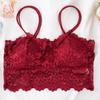 Women Lace Flower Bra Double Strap Backless Tank Top Vest No Restraint Breathable Underwear