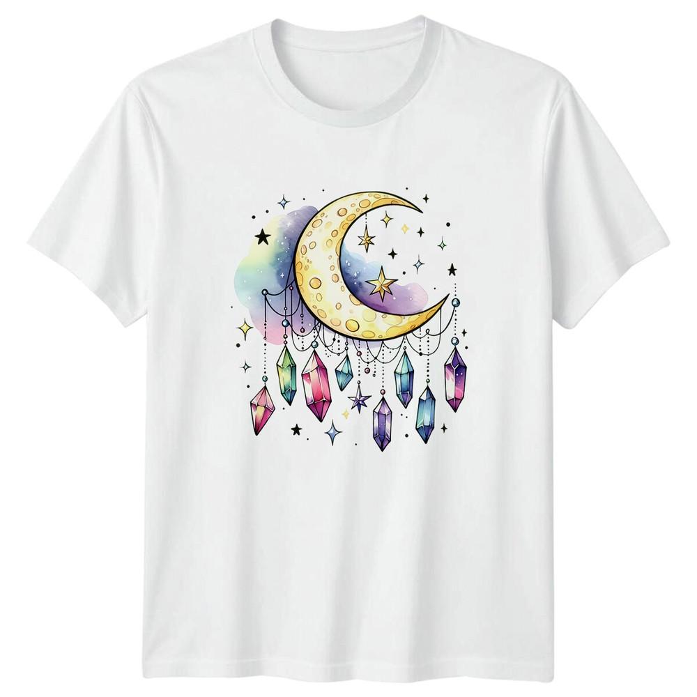 Crescent Moon Crystals Celestial Witchy Graphic TShirt S