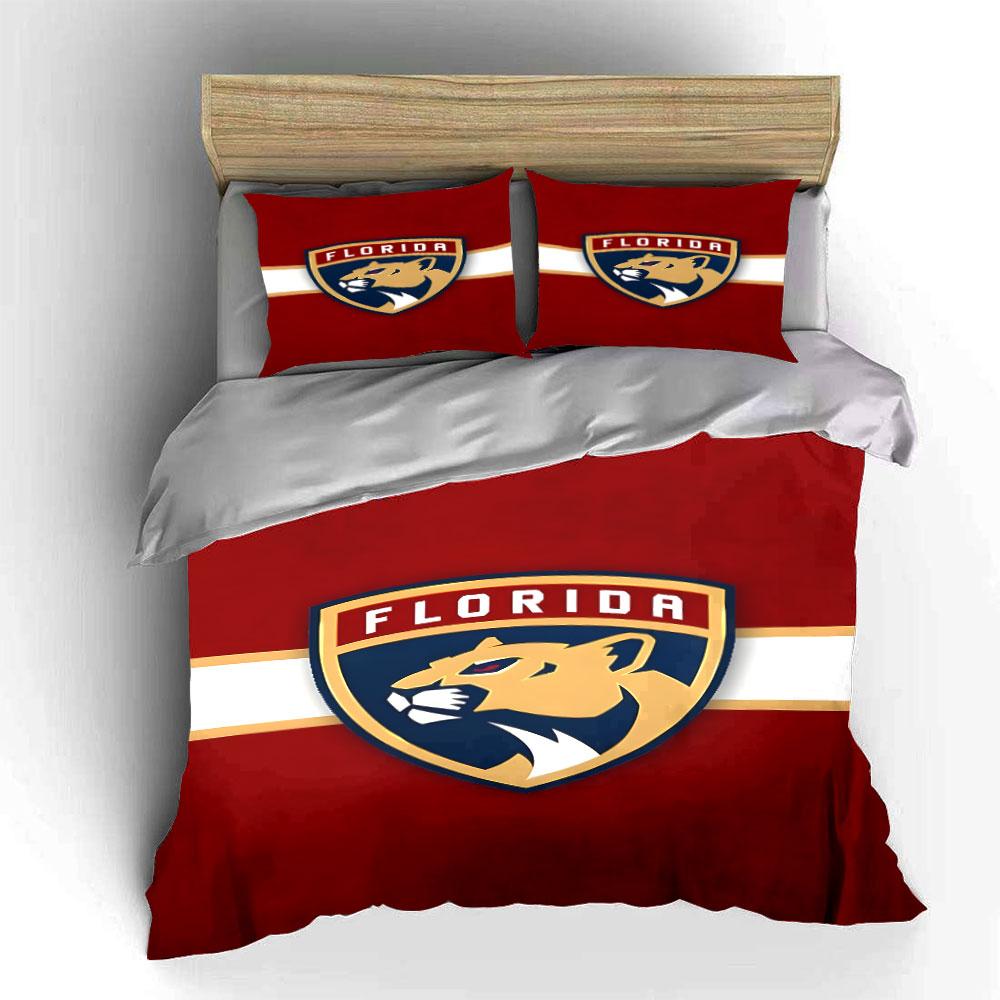 "Florida Panther Logo on Red Background" Print Bedding Set Duvet Cover Pillowcases (1* Duvet Cover 2* Pillowcases Do Not Include Comforter)