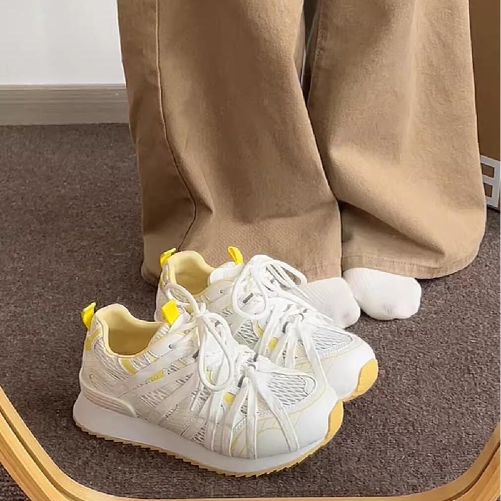 7Cm Inner Height Increase Mesh Breathable Forrest Gump Shoes Women's 2025 Summer New Thick-soled Lightweight Casual Sports Dad Shoes