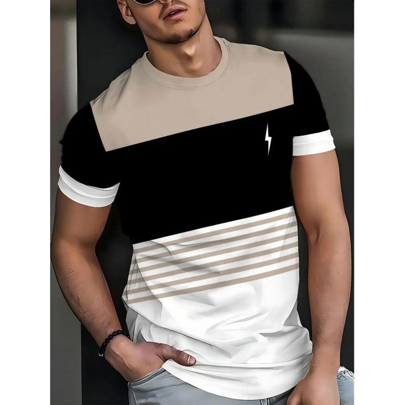 Sommer Herren Freizeit Mode Kreativ Lässig Täglich T-Shirt Locker Lässig T-Shirt 3D Digital Farbe Gedrucktes T-Shirt
