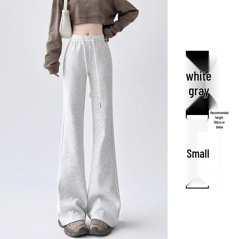 2024 Women's American Retro Petite Slimming Sports Pants, Spring/Autumn, Micro Flare with Drawstring