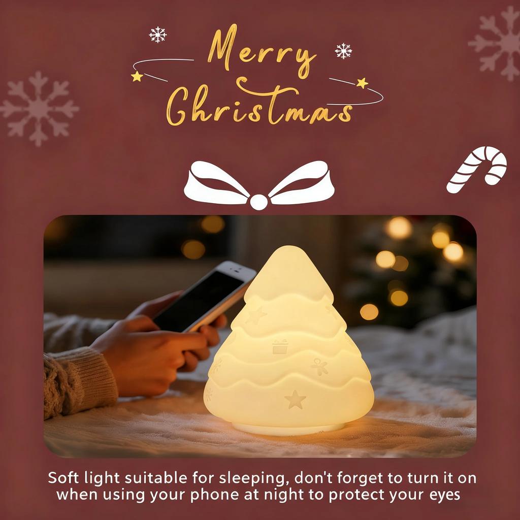 Snowtree Design Rechargeable Silicone Night Light Touch Control Winter Home Gift Novelty Ambient Lamp for Bedside Holiday Decor