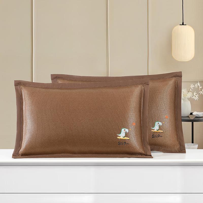 Summer Cool Rattan Pillow Mat & Pillowcase Set - Ice Silk Bamboo, Pair for Adults